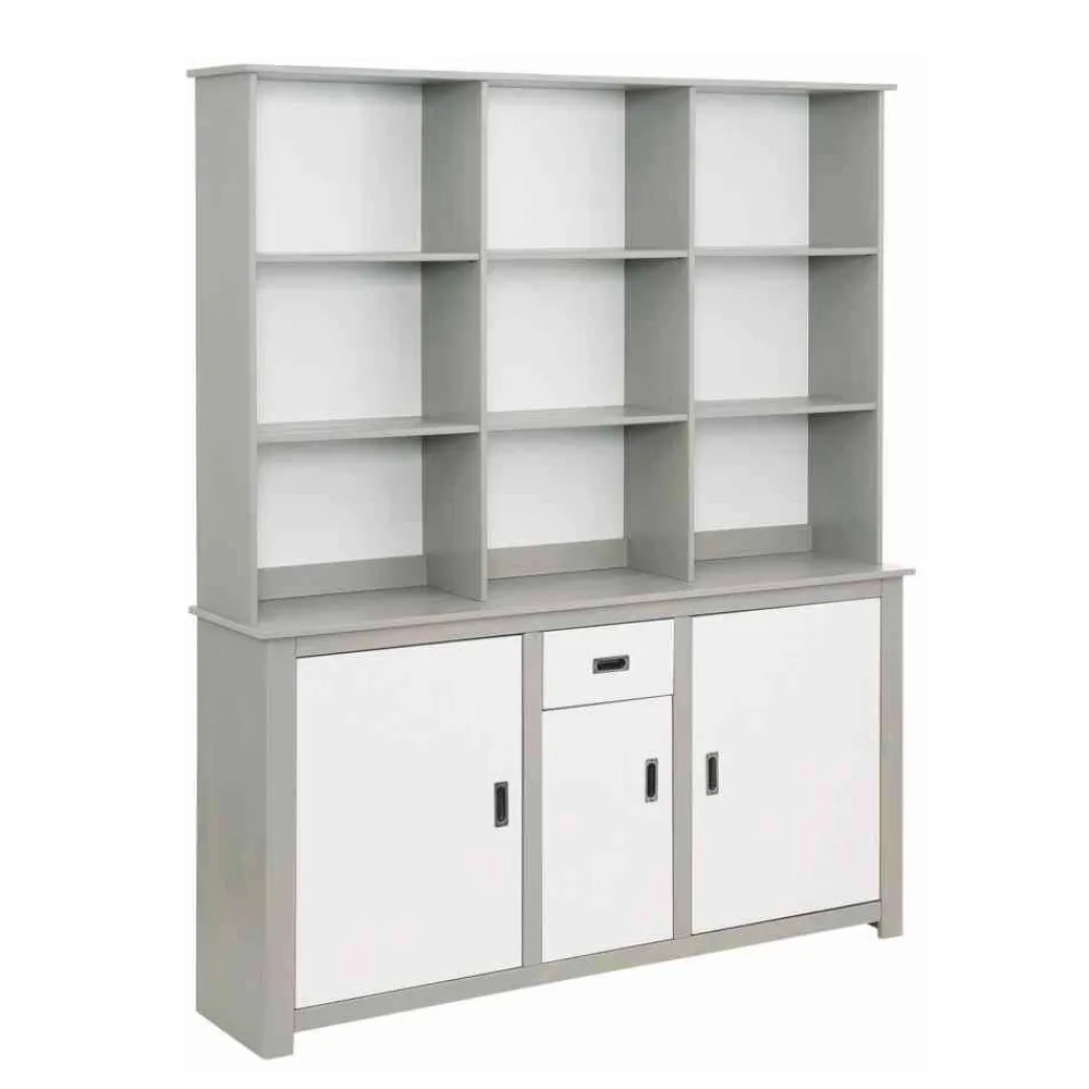 Wohnen Moderne Anrichte mit Regal in Weiß & Grau - Lurgeno