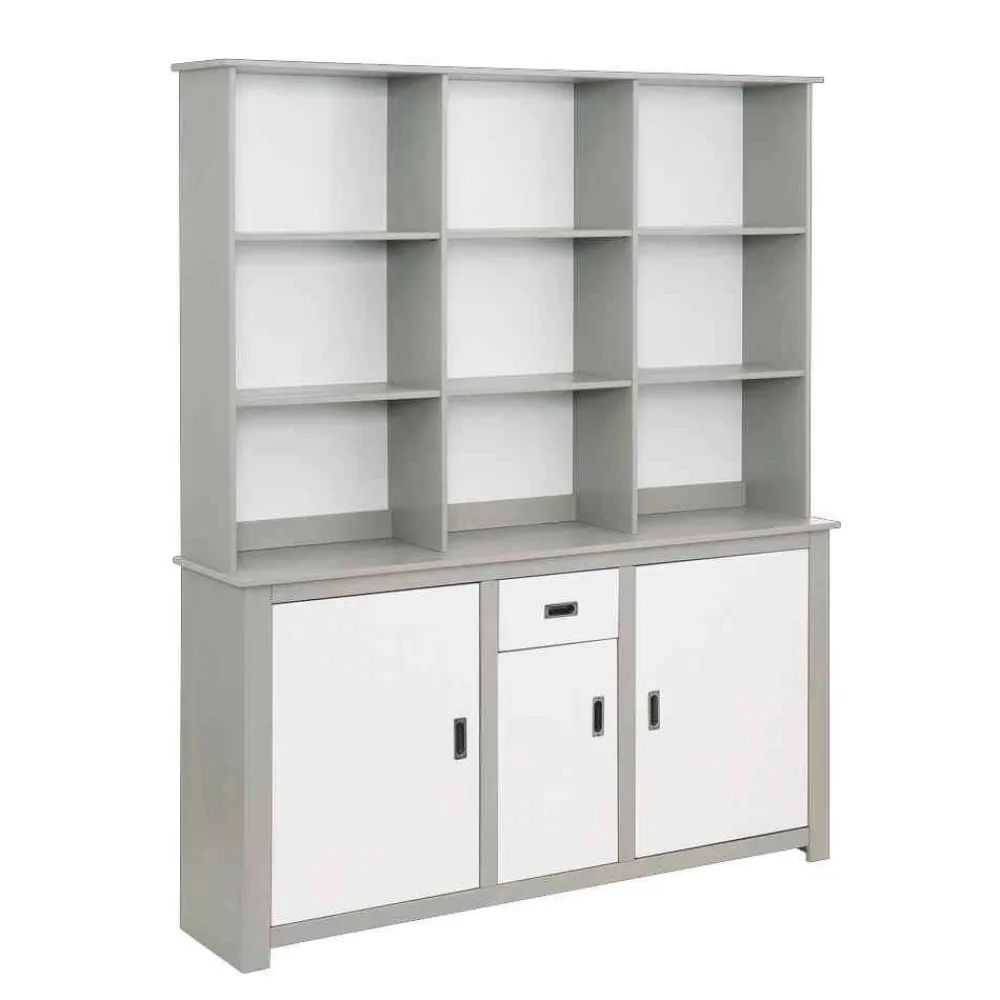 Wohnen Moderne Anrichte mit Regal in Weiß & Grau - Lurgeno