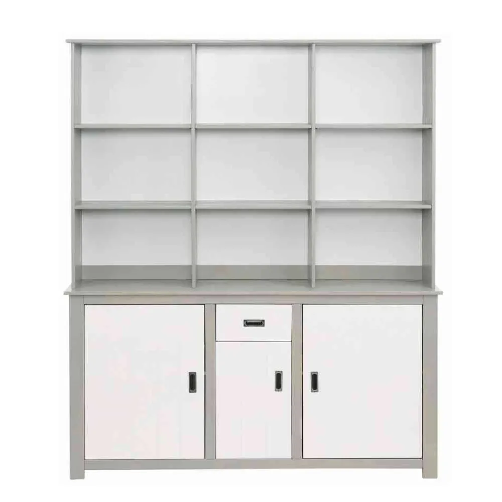 Wohnen Moderne Anrichte mit Regal in Weiß & Grau - Lurgeno