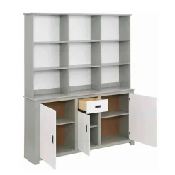 Wohnen Moderne Anrichte mit Regal in Weiß & Grau - Lurgeno