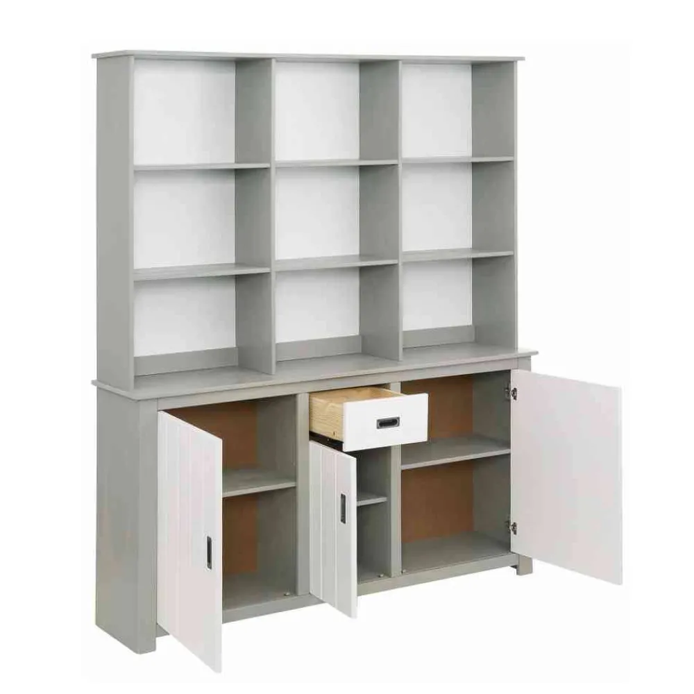 Wohnen Moderne Anrichte mit Regal in Weiß & Grau - Lurgeno