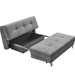 Wohnen Schlafsofas*Moderne Ausziehcouch in Grau Microvelours - Samura