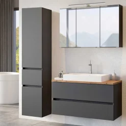 Wohnen Badezimmer Komplett*Moderne Badeinrichtung in Dunkel - Noricas I (dreiteilig)