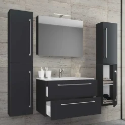 Wohnen Moderne Badezimmermöbel in Schwarz - Gloriella (vierteilig)