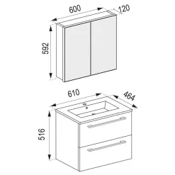 Wohnen Moderne Badezimmermöbel in Schwarz - Gloriella (vierteilig)
