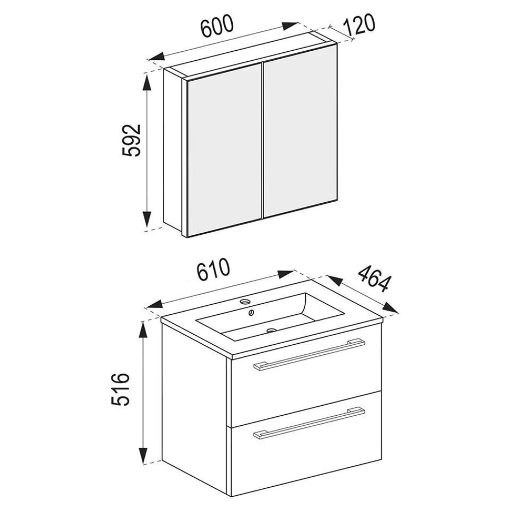 Wohnen Moderne Badezimmermöbel in Schwarz - Gloriella (vierteilig)