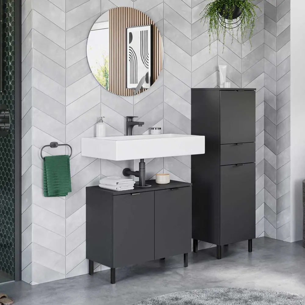 Wohnen Moderne Badmöbel Kombi in Grau - Quado (dreiteilig)