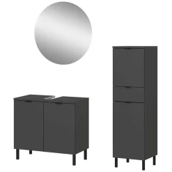 Wohnen Moderne Badmöbel Kombi in Grau - Quado (dreiteilig)