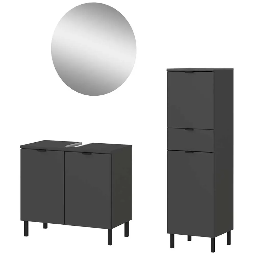 Wohnen Moderne Badmöbel Kombi in Grau - Quado (dreiteilig)