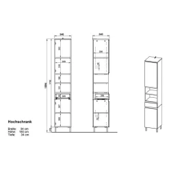 Wohnen Moderne Badmöbel zweifarbig - Aspariavo (dreiteilig)