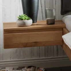 Wohnen Graue Möbel|Naturholzmöbel*Moderne Bettanlage aus Wildeiche - Esvilda (dreiteilig)