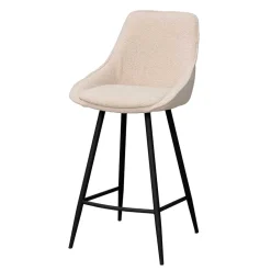 Wohnen Barhocker|Hocker*Moderne Boucle Barstühle in Beige - Alberta (2er Set)