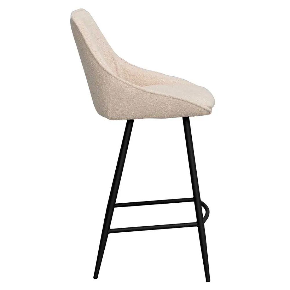 Wohnen Barhocker|Hocker*Moderne Boucle Barstühle in Beige - Alberta (2er Set)