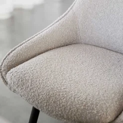 Wohnen Barhocker|Hocker*Moderne Boucle Barstühle in Beige - Alberta (2er Set)