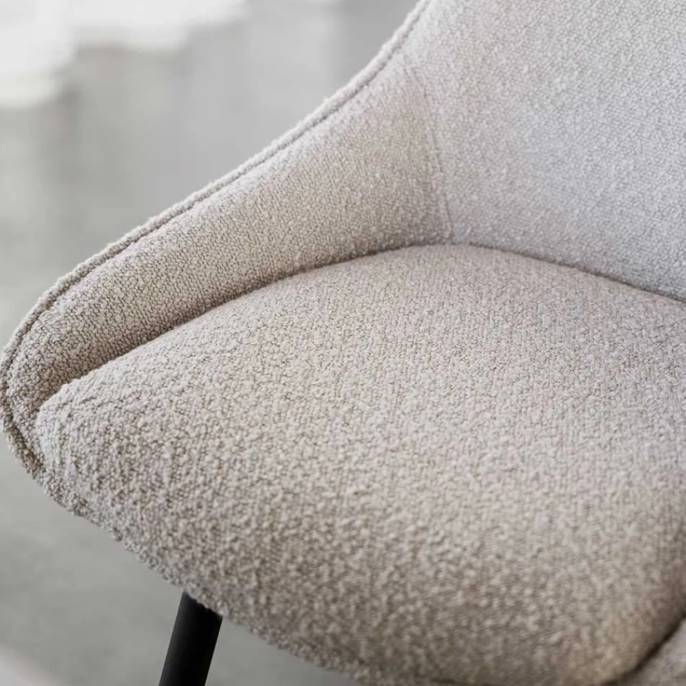 Wohnen Barhocker|Hocker*Moderne Boucle Barstühle in Beige - Alberta (2er Set)