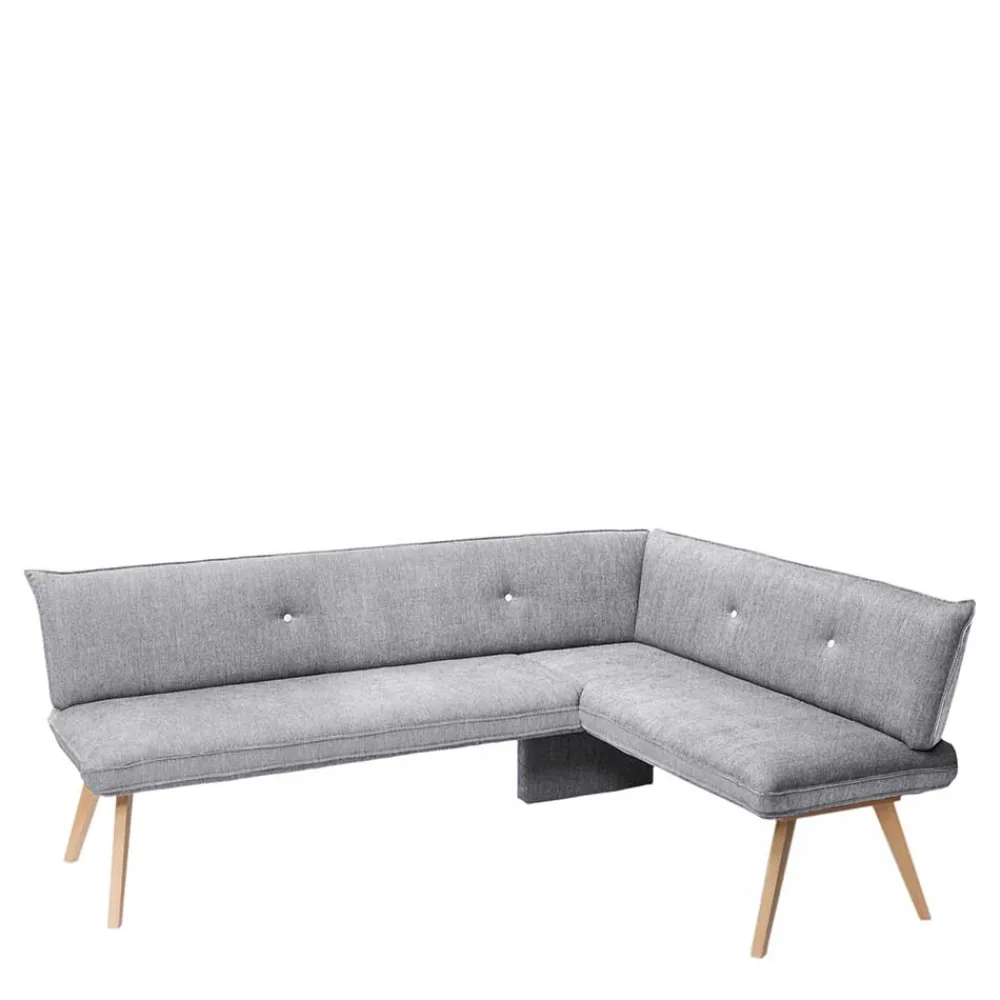 Wohnen Moderne Eckbank mit grauem Stoffbezug - Eleonora