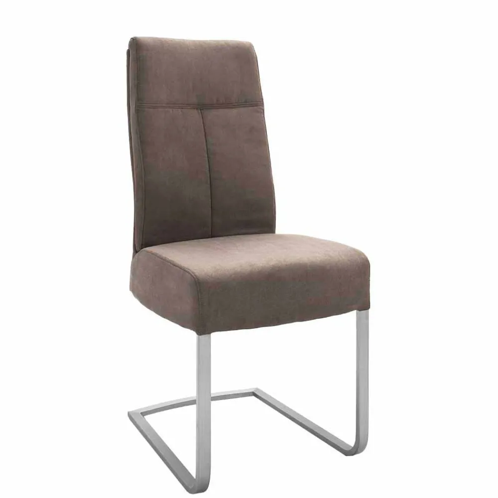 Wohnen Moderne Freischwingerstühle Yidana in Beige Microfaser (2er Set)