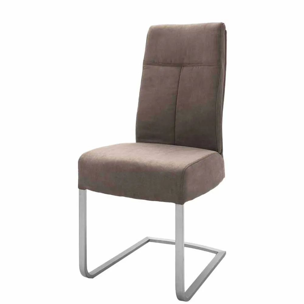 Wohnen Moderne Freischwingerstühle Yidana in Beige Microfaser (2er Set)