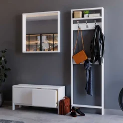 Wohnen Moderne Garderobenmöbel aus Holz in Weiß - Oranias (dreiteilig)