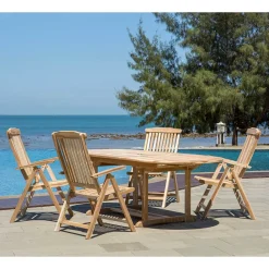 Wohnen Balkonmöbel|Terrassenmöbel*Moderne Gartensitzgruppe aus Teak Massivholz - Klahuma (fünfteilig)