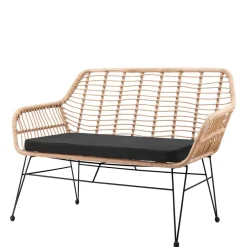 Wohnen Moderne Geflechtbank aus Kunstrattan & Metall - Prismo