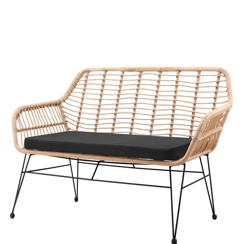 Wohnen Moderne Geflechtbank aus Kunstrattan & Metall - Prismo