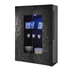 Wohnen Moderne Hochglanzvitrine in Anthrazit - Kuriasna