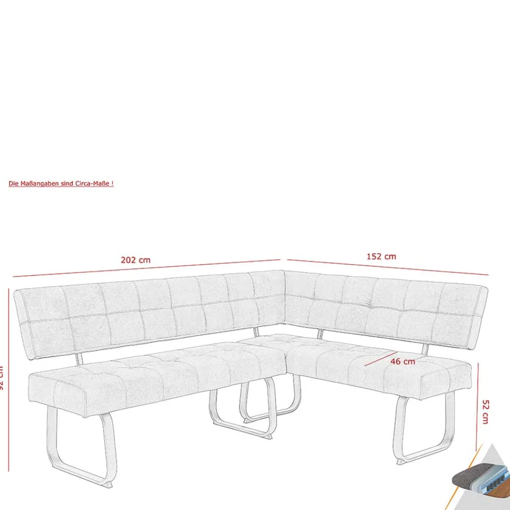 Wohnen Moderne Microfaser Eckbank mit Bügelgestell - Elfetes