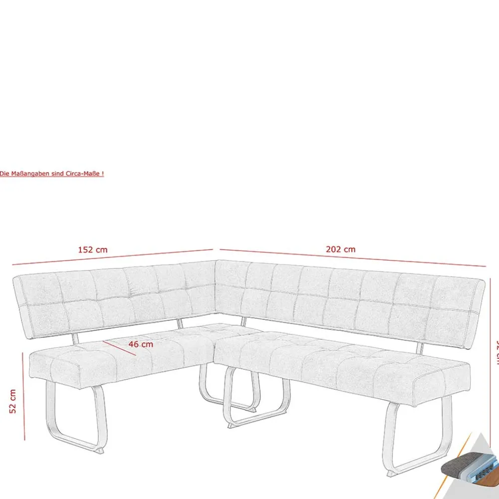Wohnen Moderne Microfaser Eckbank mit Bügelgestell - Elfetes