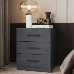 Wohnen Moderne Nachtkommode in Eiche Grau - Carika