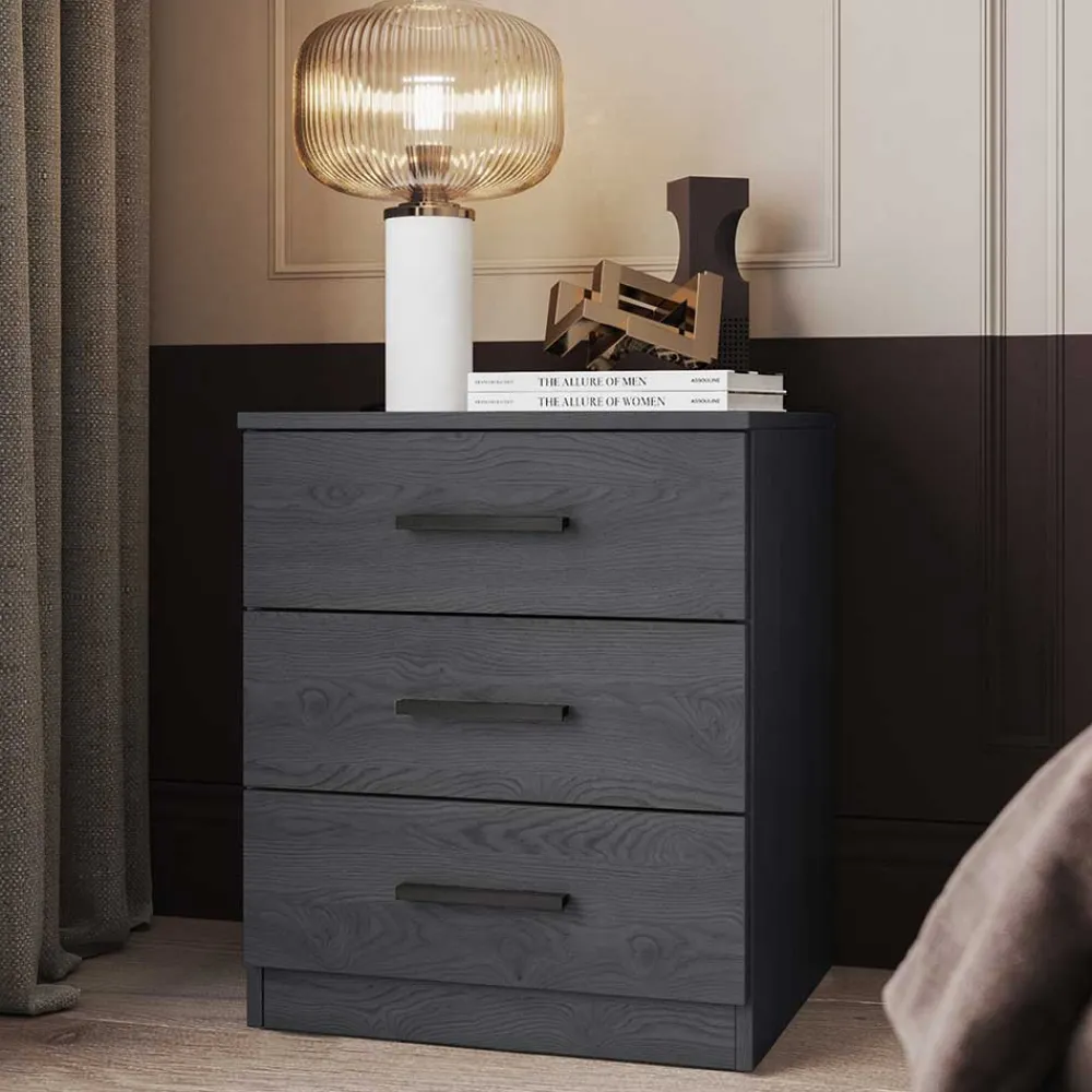Wohnen Moderne Nachtkommode in Eiche Grau - Carika