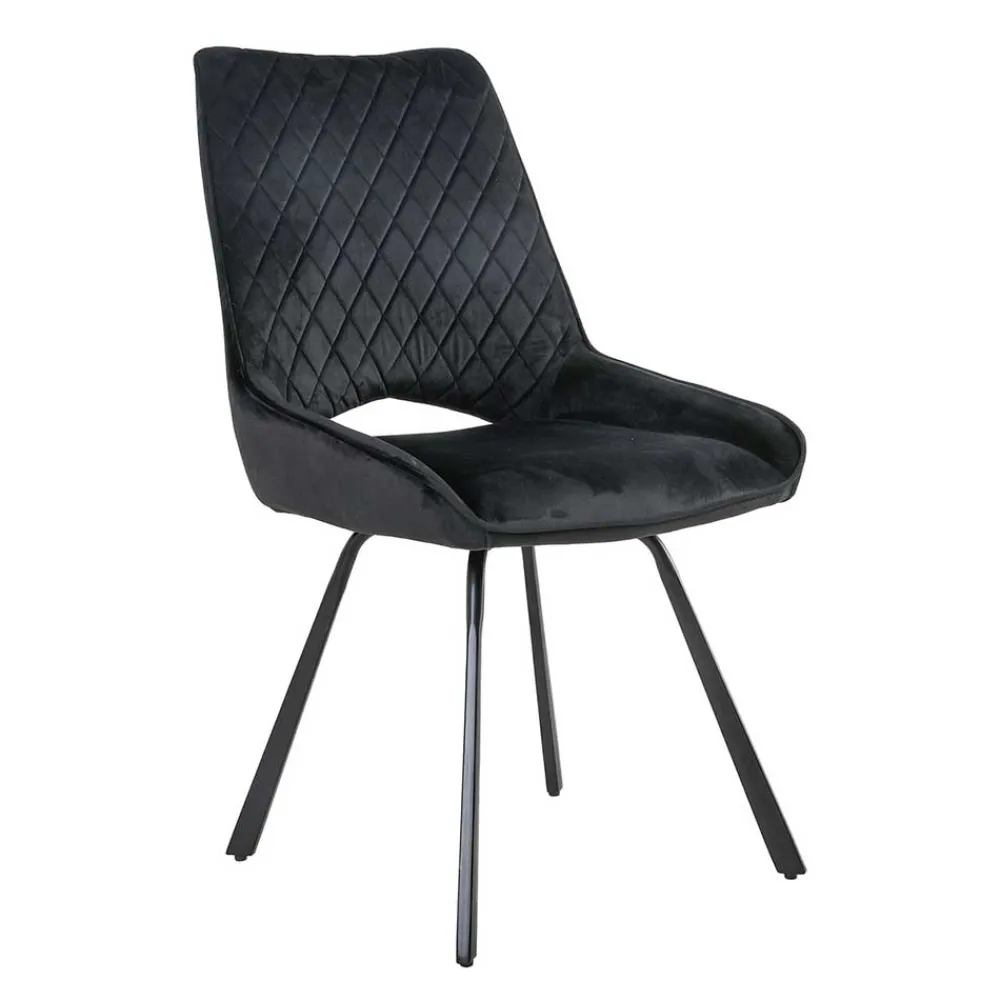 Wohnen Küchenstühle|Esszimmerstühle*Moderne Samtstühle in Schwarz - Celloma (2er Set)