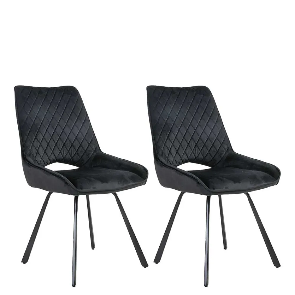 Wohnen Küchenstühle|Esszimmerstühle*Moderne Samtstühle in Schwarz - Celloma (2er Set)
