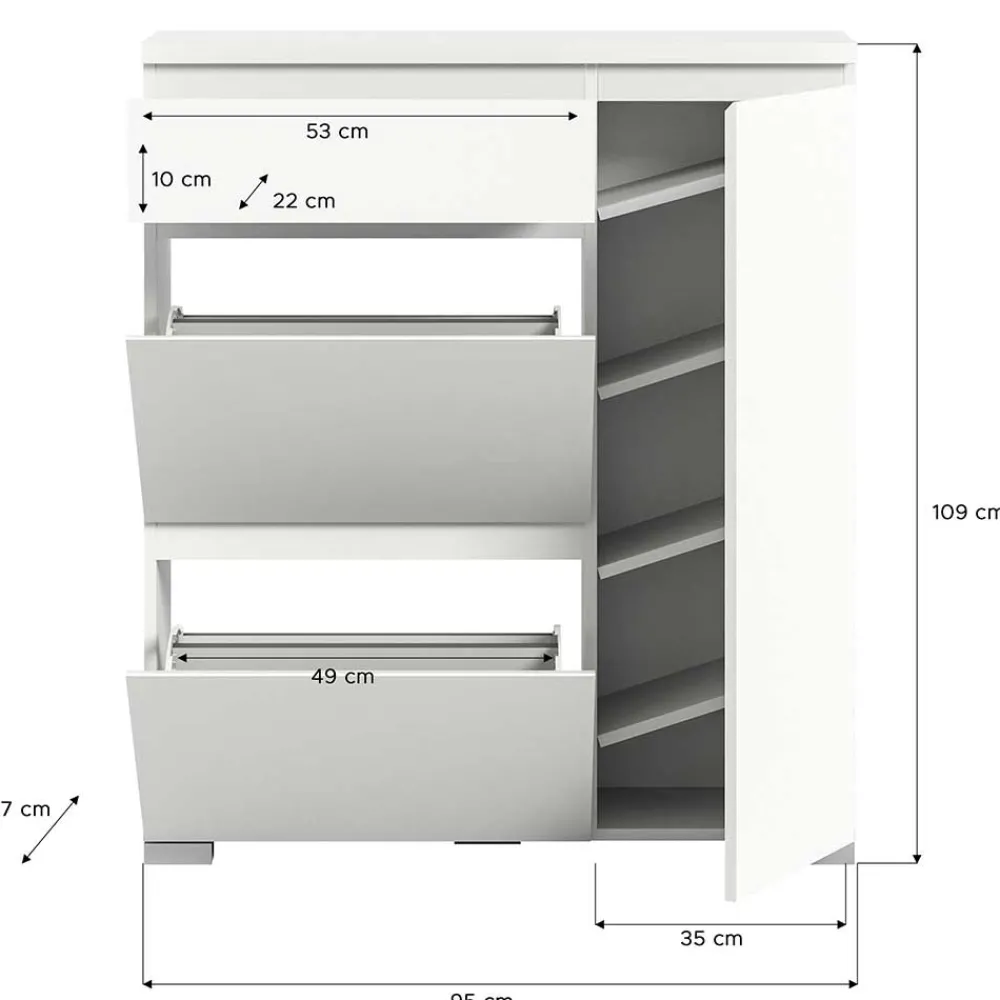 Wohnen Schuhschränke*Moderne Schuh-Kombikommode in Weiß - Dany