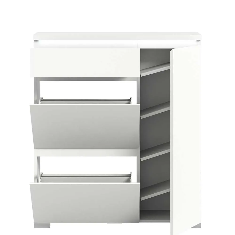 Wohnen Schuhschränke*Moderne Schuh-Kombikommode in Weiß - Dany