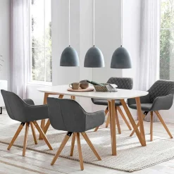 Wohnen Skandinavische Möbel*Moderne Tischgruppe mit Armlehnstühlen - Glamoure (fünfteilig)