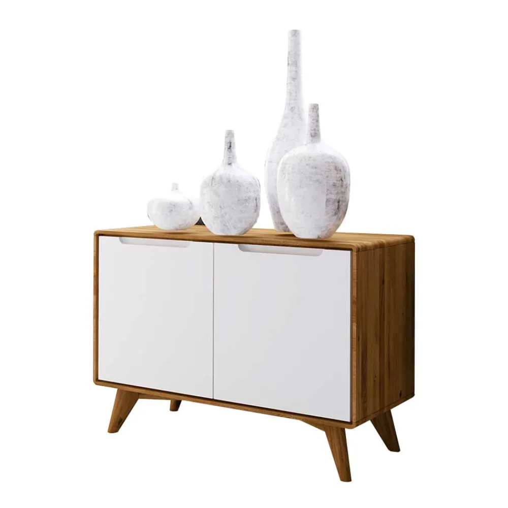 Wohnen Moderne 2-türige Kommode in Weiß & Wildeiche - Diesta