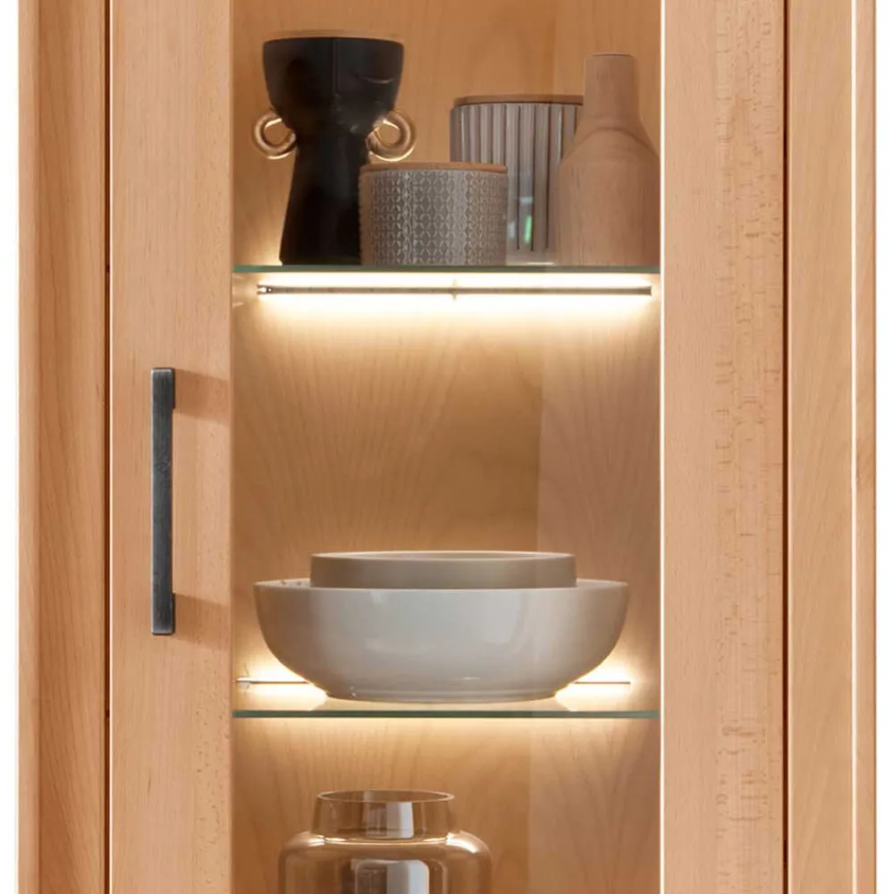 Wohnen Moderne 1-türige Vitrine aus Kernbuche geölt - Sarosca