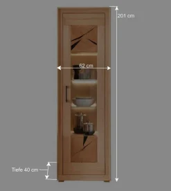 Wohnen Moderne 1-türige Vitrine aus Kernbuche geölt - Sarosca