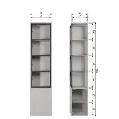 Wohnen Esszimmer-Vitrinen*Moderne Vitrine in Hellgrau mit Schwarz - Giorno