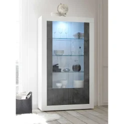 Wohnen Moderne Vitrine in Weiß Hochglanz - Voskala