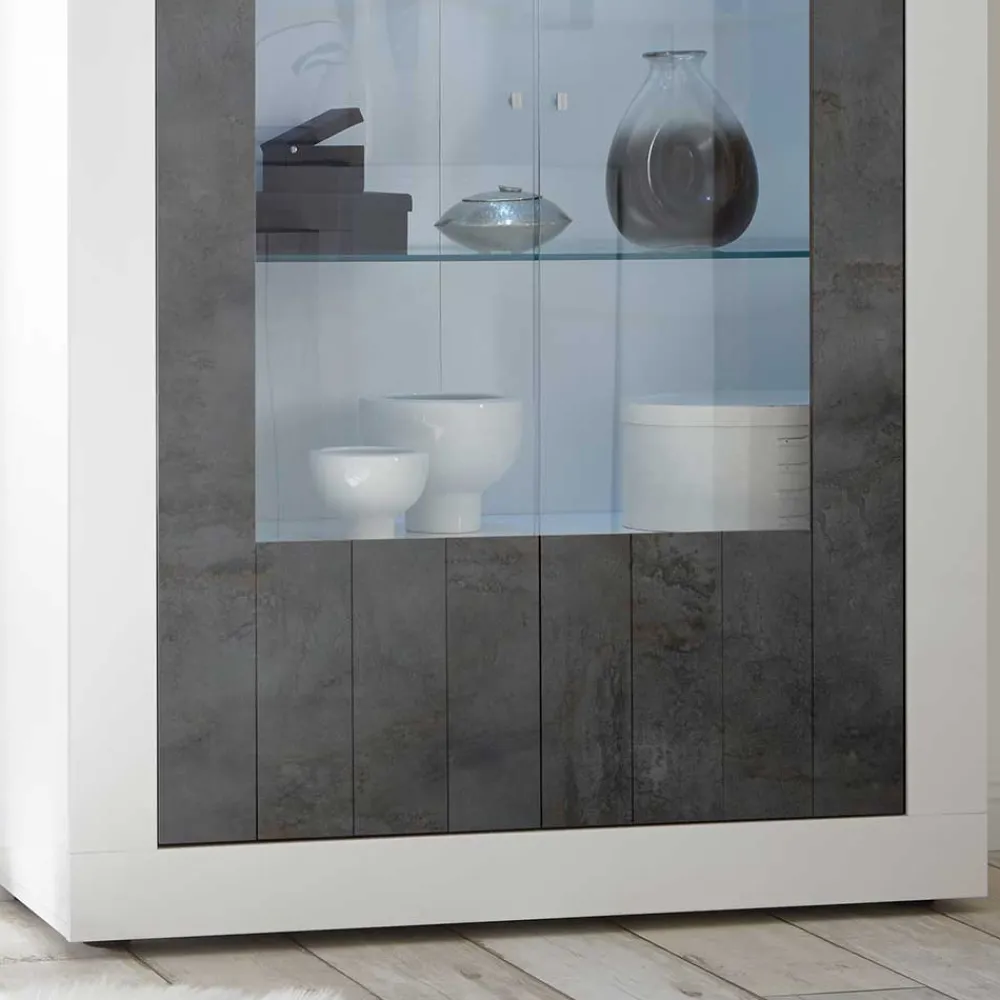 Wohnen Moderne Vitrine in Weiß Hochglanz - Voskala