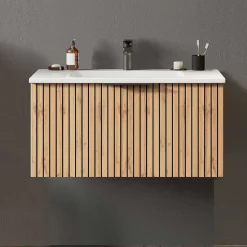 Wohnen Waschtisch|Waschbeckenunterschränke*Moderne Waschkonsole mit Einlassbecken - Crystoga