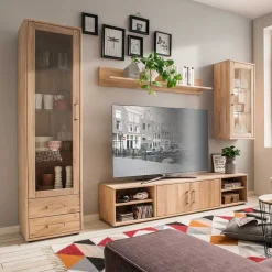 Wohnen Wohnzimmerschränke|Wohnwände*Moderne Wohnwand aus Holz - Dulciana (vierteilig)