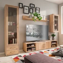 Wohnen Wohnzimmerschränke|Wohnwände*Moderne Wohnwand aus Holz - Dulciana (vierteilig)