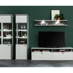 Wohnen Schwarze Möbel|Weiße Möbel*Moderne Wohnwand-Möbel im Set - Loazin (vierteilig)