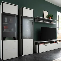 Wohnen Schwarze Möbel|Weiße Möbel*Moderne Wohnwand-Möbel im Set - Loazin (vierteilig)