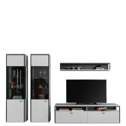 Wohnen Schwarze Möbel|Weiße Möbel*Moderne Wohnwand-Möbel im Set - Loazin (vierteilig)