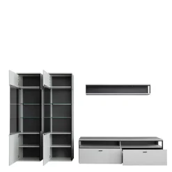 Wohnen Schwarze Möbel|Weiße Möbel*Moderne Wohnwand-Möbel im Set - Loazin (vierteilig)