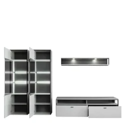 Wohnen Schwarze Möbel|Weiße Möbel*Moderne Wohnwand-Möbel im Set - Loazin (vierteilig)